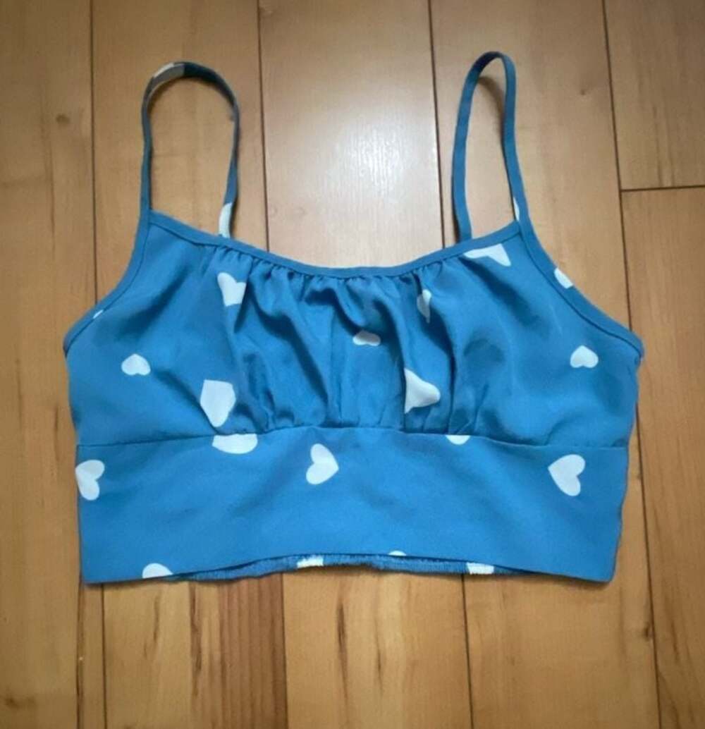 SHEIN Heart Print Ruched Crop Cami Top